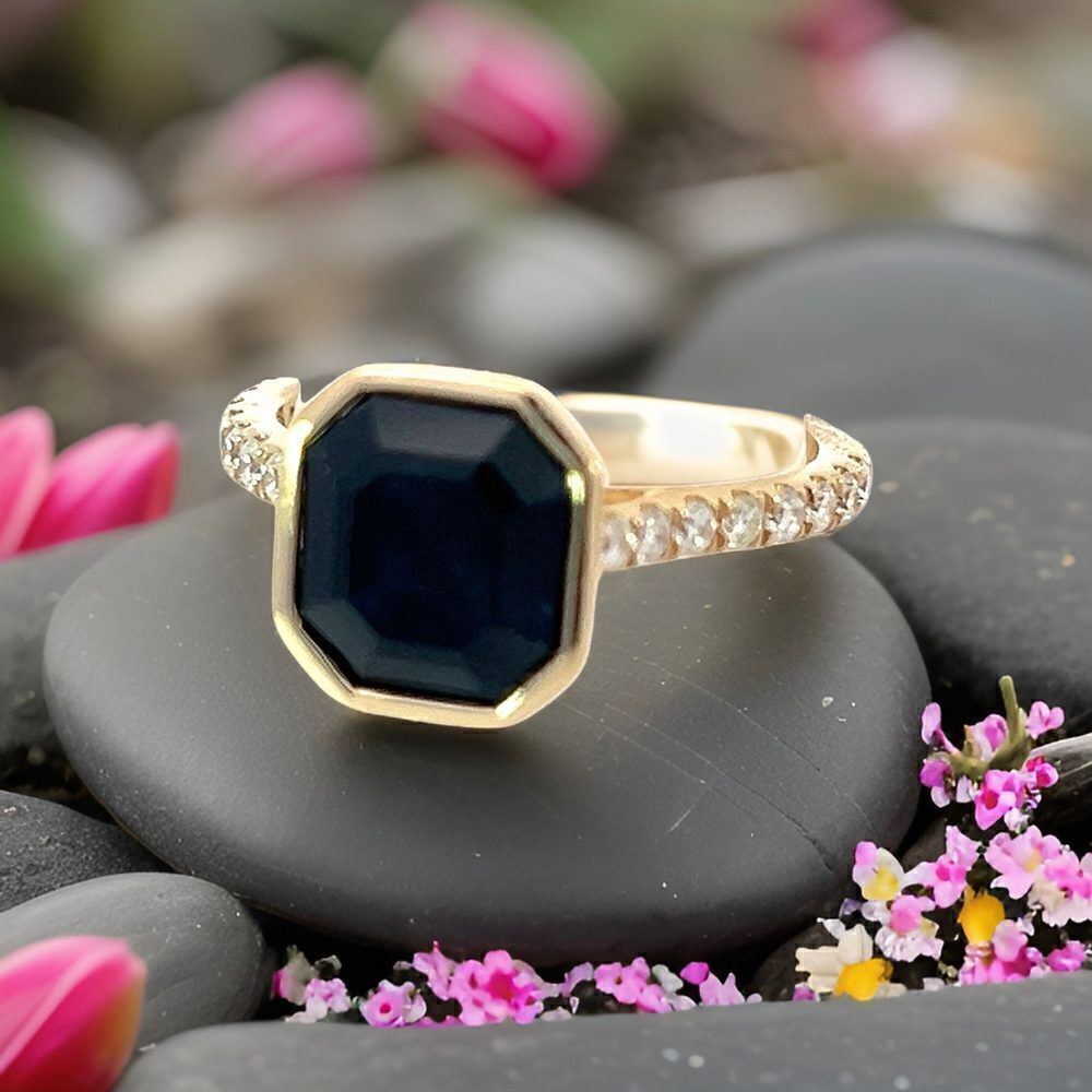 Natural Sapphire Diamond Ring 6.75 14k Y Gold 4.65 TCW Certified $3,950 310597 - Picture 5 of 17